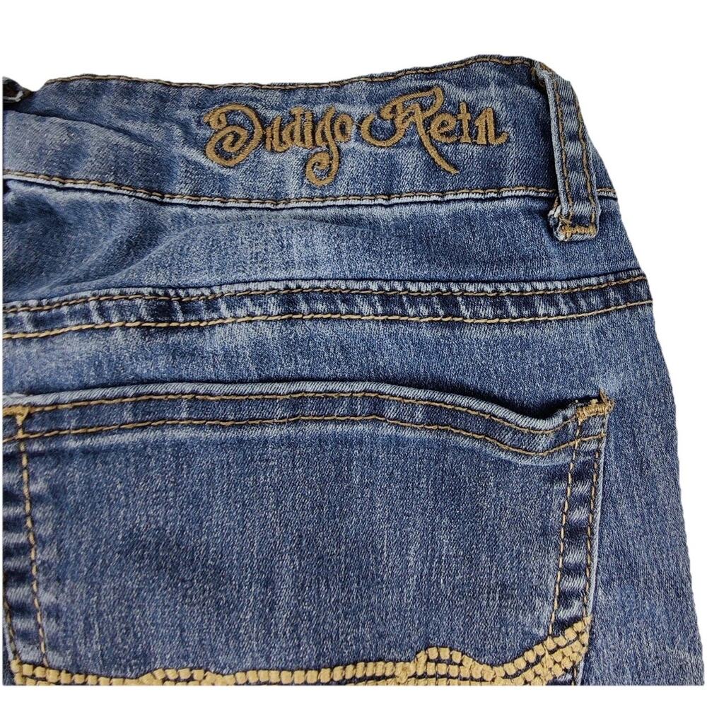 Indigo Rein Capri Jeans Juniors 11 Blue Medium Wash Distressed Cuffed 32x20 - Picture 8 of 9